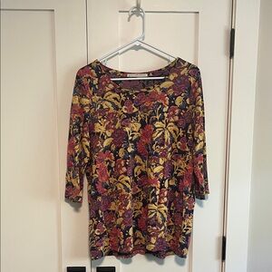 Peruvian Connection Floral Long Sleeve Top - Pink and Yellow